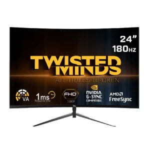Twisted Minds 23.6. FHD 180HZ, Curved, VA, 1MS, HDMI 2.0 Gaming Monitor TM24RFA-180HZ
