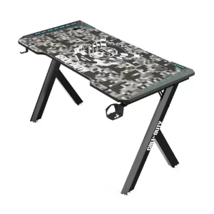 Call Of Duty (COD) Hawksbill Series RGB Flowing Light Gaming Desk With Mouse pad, Headphone Hook & Cup Holder - Black/Grey