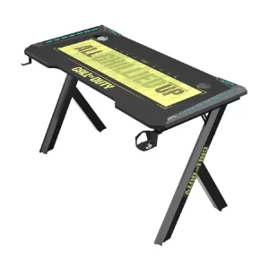Call Of Duty (COD) Hawksbill Series RGB Flowing Light Gaming Desk With Mouse pad, Headphone Hook & Cup Holder - Black/Green