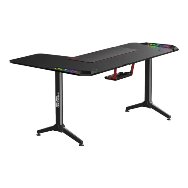 Twisted Minds WARRIOR L Shaped Gaming Desk RGB Right Black - TM-Y-RB-RGB