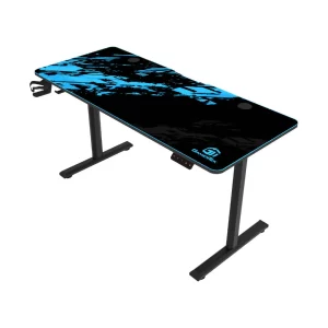 GamerTek GT-Elevate X Gaming Desk, Button Operated Electronic Lift, Headset & Cup Holder, Spacious Design, Adjustable Height, Oversized Mousepad,