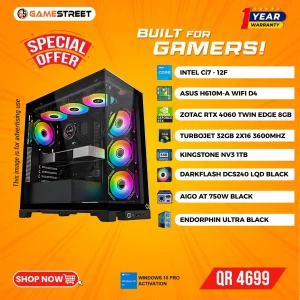 High-End Gaming PC – Intel i7 | RTX 4060 | 32GB RAM | 1TB SSD | 750W PSU