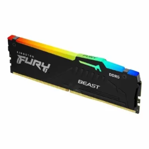 Kingston Fury Beast RGB 16GB DDR5 Desktop Memory, 5200Mhz Speed, CL40 Cas Latency, 1.25V Voltage, 288 Pin, Single Module, Non-ECC Unbuffered DIMM, Black