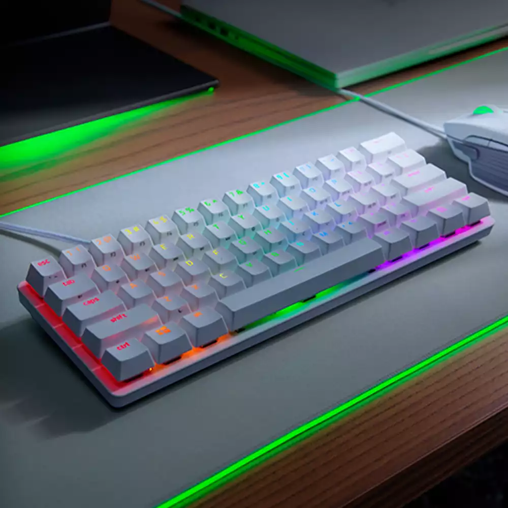 Razer-Huntsman-Mini-60-Gaming-Keyboard-Mercury-White-
