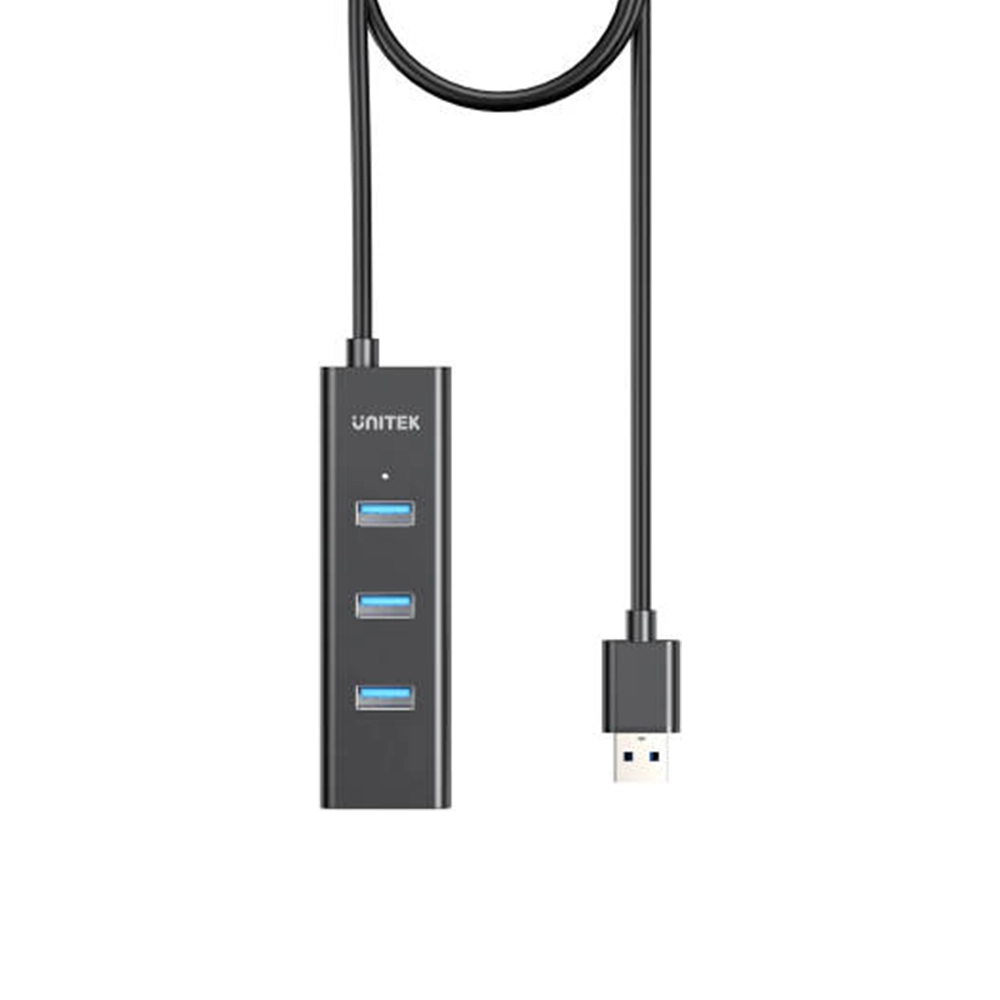 3 ports Unitek 4-in-1 USB-A 5Gbps Hub, 4 x USB-A 5Gbps Port, USB-A Connector, ABS Housing Material, Plug & Play, 120cm Cable Length, Black | Y-3089V01