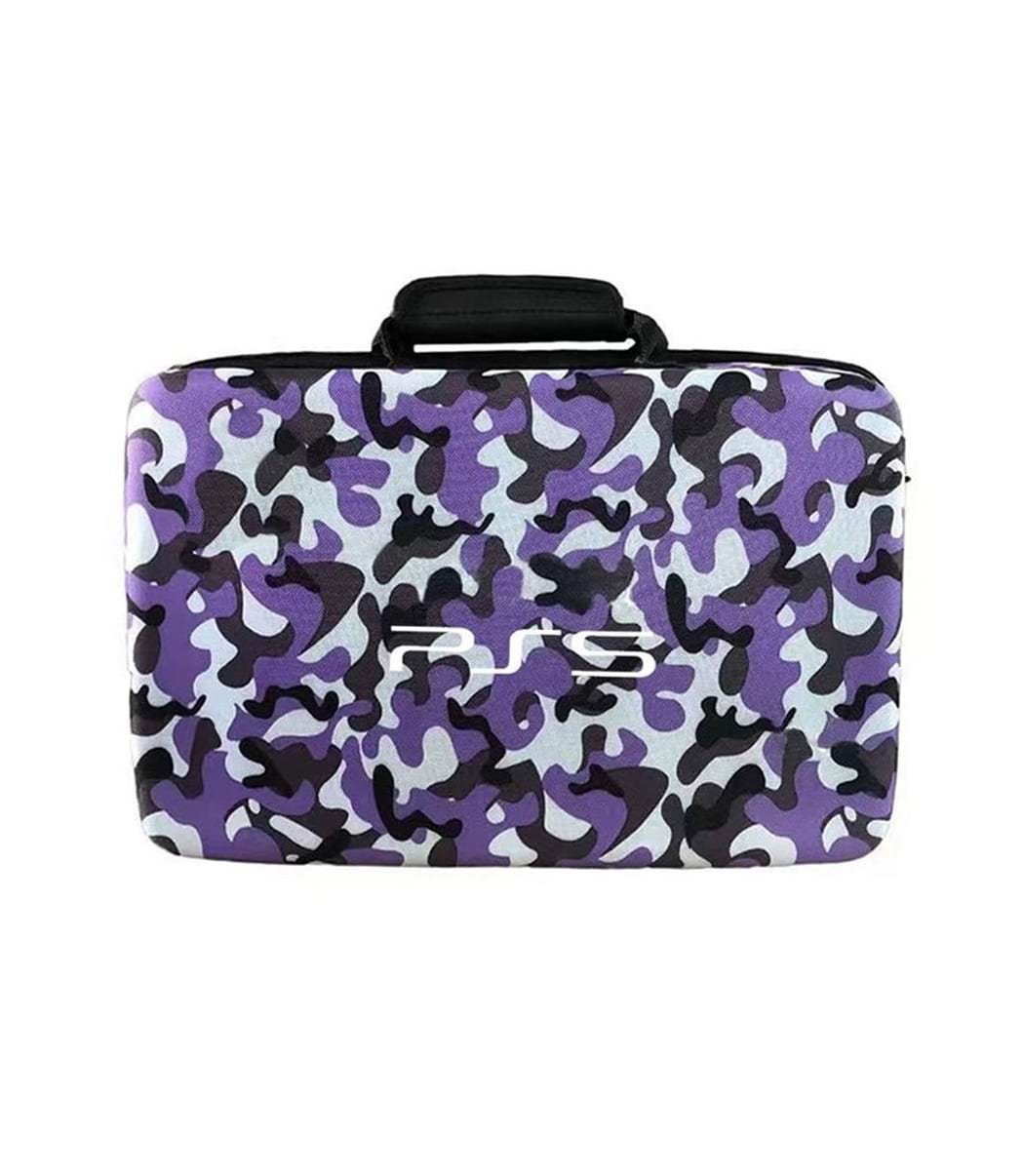 PS5-bag-camo-purple-sosogames With Sony’s recent release of the Playstation 5, many of us are trying to figure out the best way to transport the console and all of the accessories. Obviously, the PS5 isn’t built for portability, but some of us have the need to take it along. Whether you’re heading out on vacation for a week, or just to your friends’ house down the street, it might require a bit of planning ahead. Luckily, over the past month, we’ve seen a fair amount of travel bags and cases, specifically designed for use with Sony’s PS5. The carrying bag has 2 trays to hold PS5 console, DualSense controllers, portable hard disks, cables and other accessories. Each piece of your gaming gears is sorted in specific rooms, and the material of the bag is constructed with durable oxford cloth, flexible plastic board, foam and soft lining, the bag is strong enough to prevent PS5 console and accessories from being damaged. The bag with strong metal zipper and metal buckles is durable to hold heavy PS5 console and accessories, as for the weight of the new console, we strengthened zippers, buckles and shoulder strap, so we are confident that this bag is the only one you need for PlayStation 5. The front zippered room provides a safe space to contain some other accessories, even original PS5 base can fit in it. Size: 16.5″ x 12″ x 10.5″ (L x W x H). One compartment of the Travel case for PS5 has 2 fixing straps in one compartment, ensuring your game accessories are in the right place. The other compartment is for headphones, charging cables, and 2 controllers. And there is a protective pad in the middle, 8 game discs and small things can be placed in organized. You can fit all the game accessories in one carrying case for PS5.
