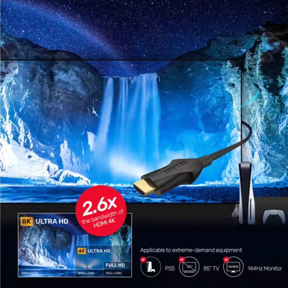 Unitek 8K Ultra High Speed HDMI Cable, 8K@60Hz Resolution,3M Cable Length, Black | C11060BK-3M