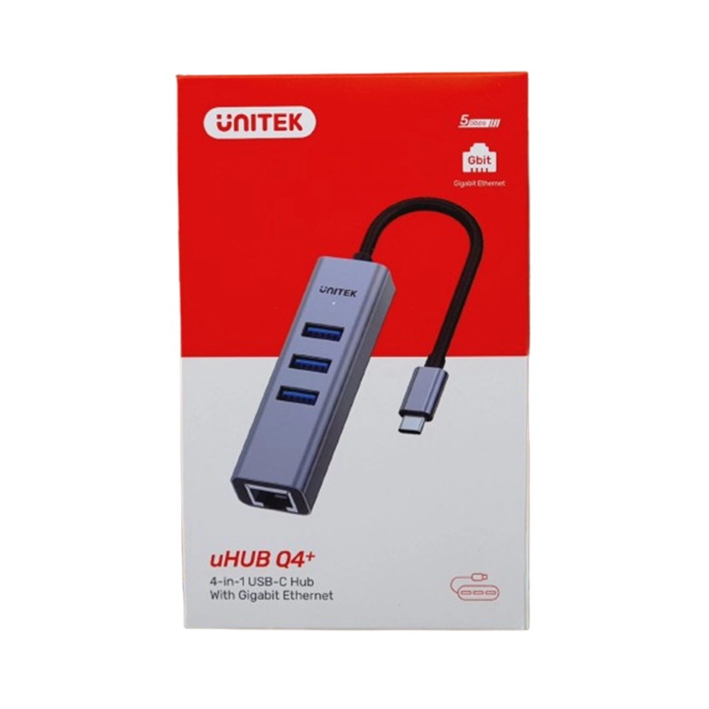 u Unitek Uhub Q4+ 4-In-1 Usb-A Hub With Gigabite Ethernet
