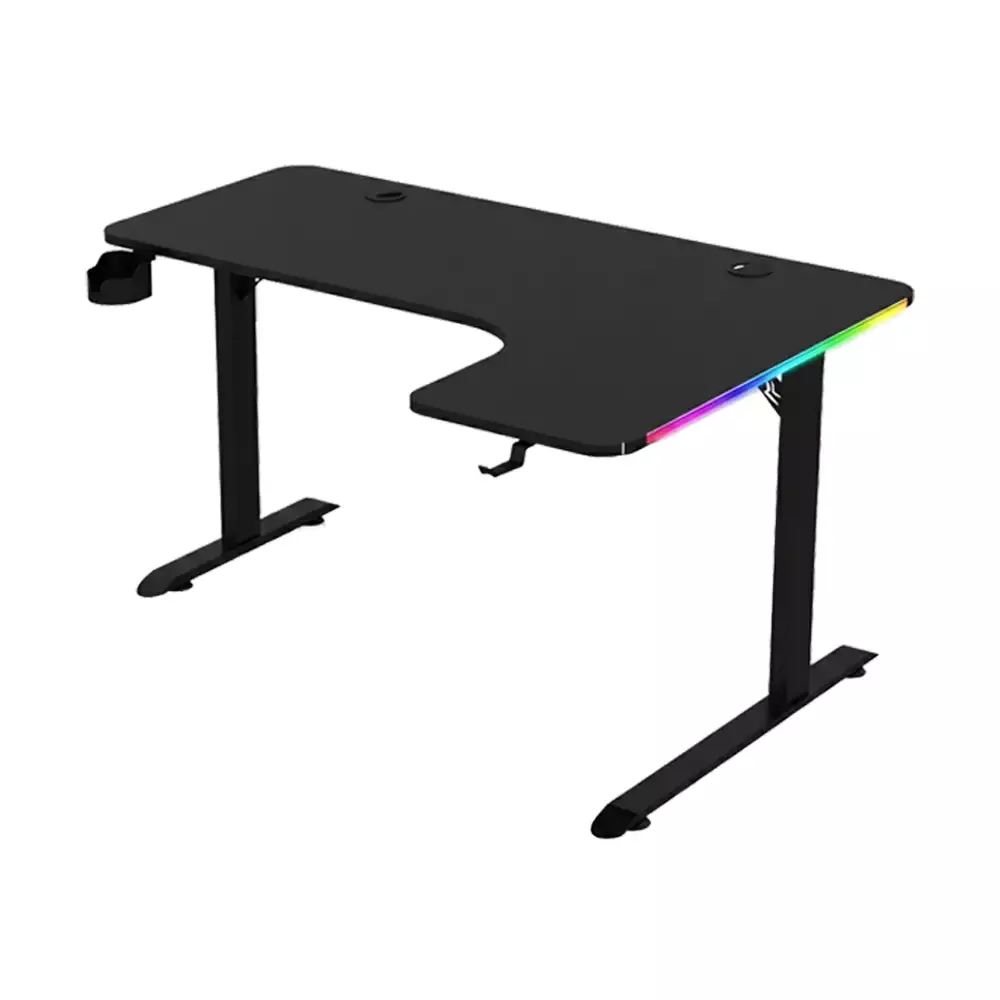 L SHAPED TABLE BLACK L-Shaped RGB Gaming Desk – Black (Right Side)