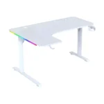 L-Shaped RGB Gaming Desk – White (Left Side)