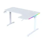 L-Shaped RGB Gaming Desk – White (Right Side)