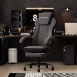 EIZIMZVU Ergonomic Gaming & Office Chair with Adjustable Headrest, Retractable Footrest & Reclining Backrest – Black 2