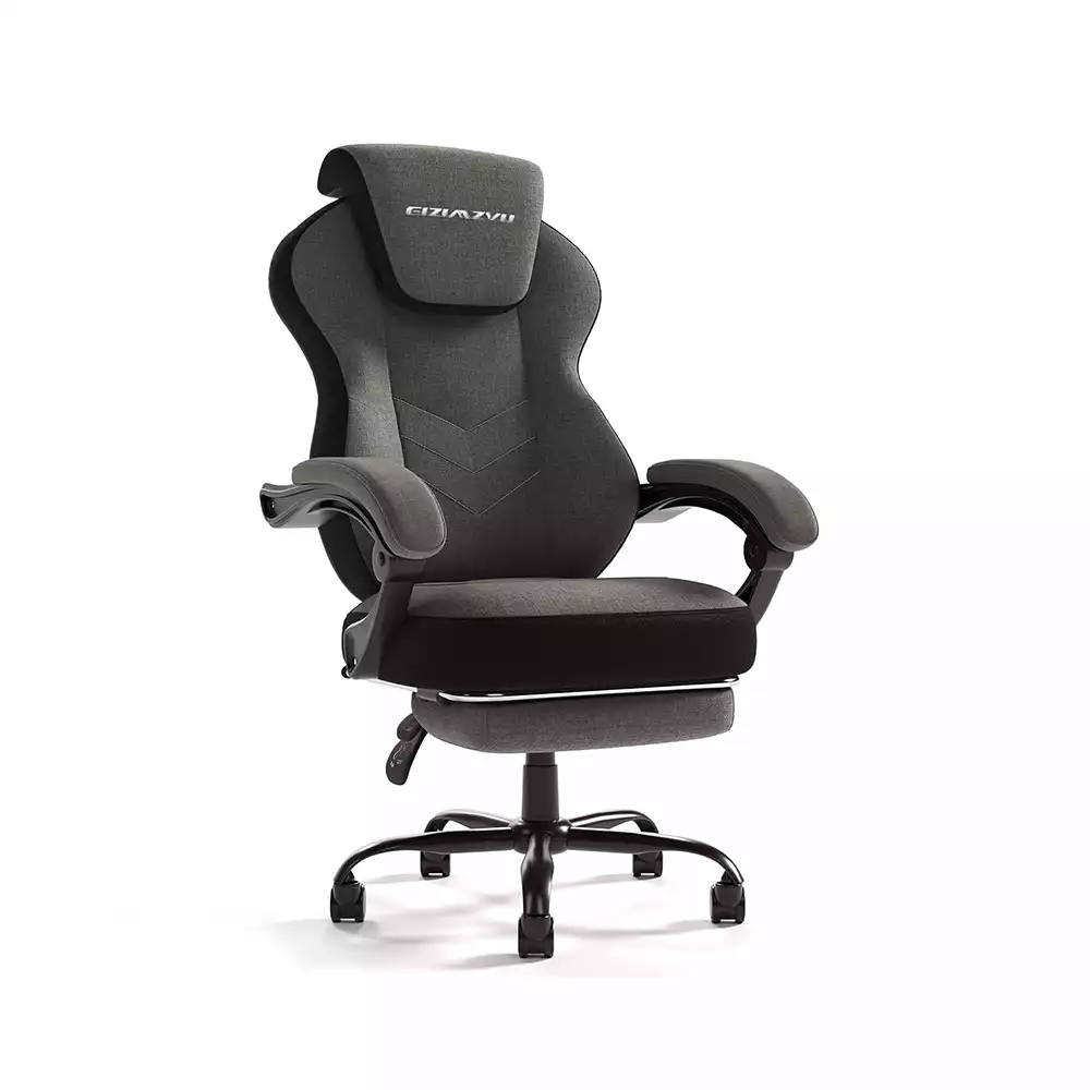 EIZIMZVU Ergonomic Gaming & Office Chair Black 2 EIZIMZVU Ergonomic Gaming & Office Chair with Adjustable Headrest, Retractable Footrest & Reclining Backrest – Black 2