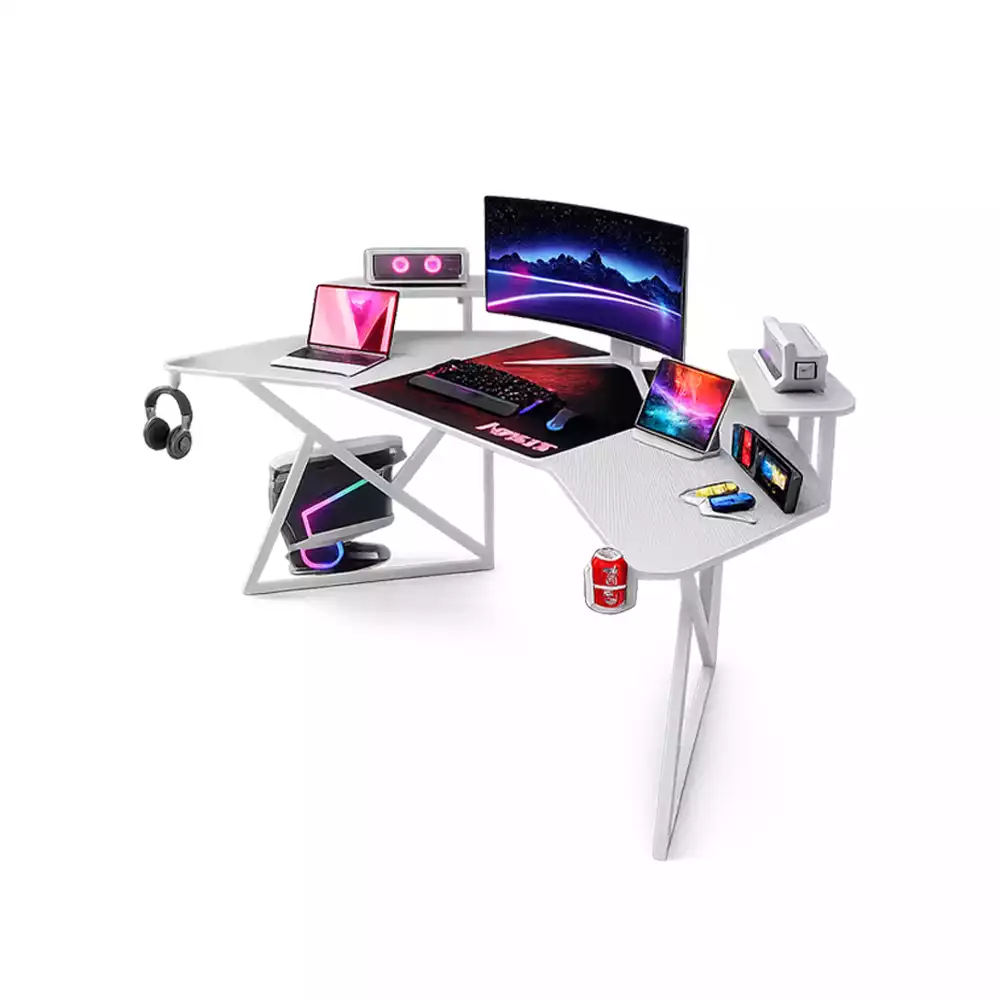 Futuristic L-Shaped Gaming Desk - white Futuristic L-Shaped Gaming Desk - white